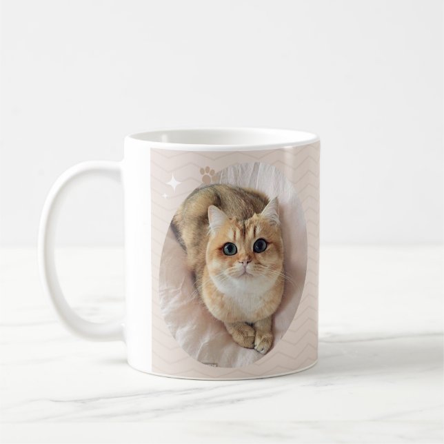 "Purrfectly Caffeinated: Cute Cat Mug" Coffee Mug (Left)