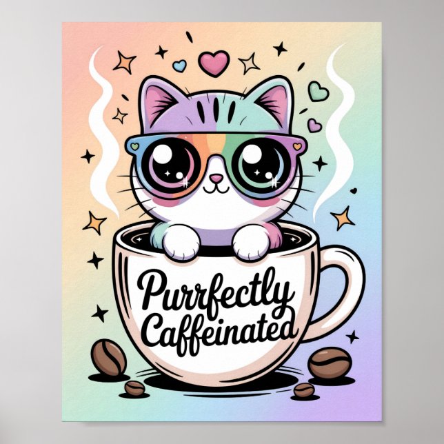 Purrfectly Caffeinated Poster (Front)