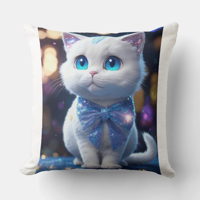 Purrfectly Cosy – Cute Cat Throw Pillow  (Front)