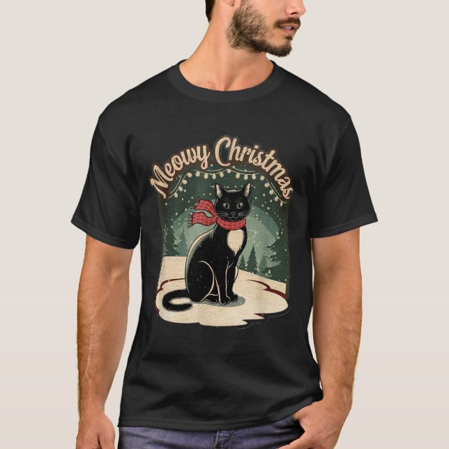 Purrfectly Cozy Family Christmas Pajamas - Meowy C T-Shirt (Front)