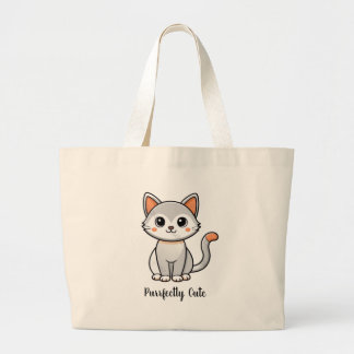 Purrfectly Cute Grey Kitten Reusable Grocery Bag |