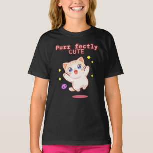 Purrfectly Cute Jumping Cat Kids Tee