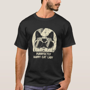 Purrfectly Happy Cat Lady Cat Mum Beautiful Cat Da T-Shirt