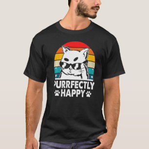 Purrfectly Happy Cat Pun Friends Kitten Buddy Posi T-Shirt