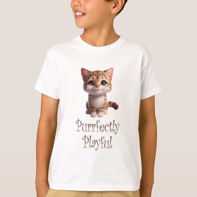 Purrfectly Playful Cute Cat T-Shirt (Front)