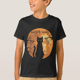 Purrfectly Spooky Halloween Black Cat Lover T-Shirt