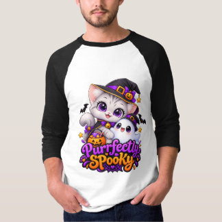 Purrfectly Spooky Halloween Cat Raglan Shirt