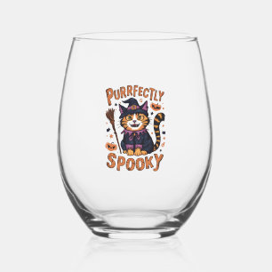 Purrfectly Spooky Stemless Wine Glass