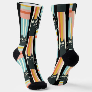 Purrfectly Striped - Quirky Cat Stripes Pattern Socks