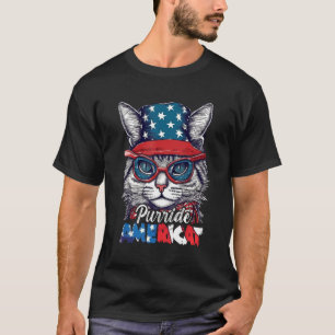 Purride Americat Cute Cat USA 4th of July Men Wome T-Shirt