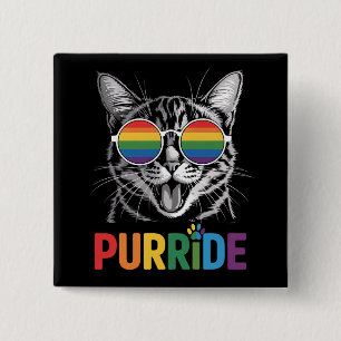 Purride Cat Gay Lesbian Rainbow LGBTQ Ally Pride 15 Cm Square Badge