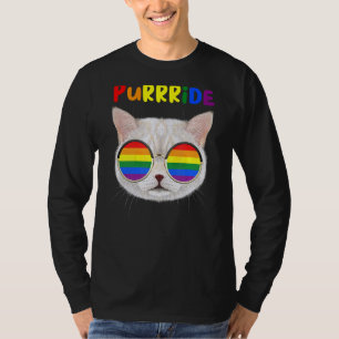 Purride Cat Gay Pride Ally Rainbow Sunglasses Lgb T-Shirt