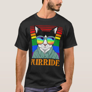 Purride Cat Glasses Rainbow LGBT Ally Proud Pet Lo T-Shirt