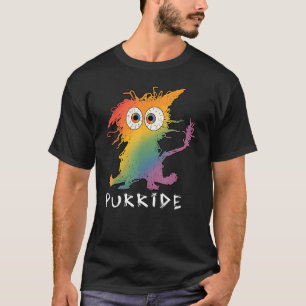 Purride Cat LGBT Gay Rainbow Pride Flag Men Girls  T-Shirt