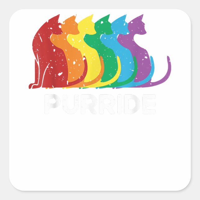 Purride Cat Pride Ally LGBT Community Rainbow Prid Square Sticker (Front)