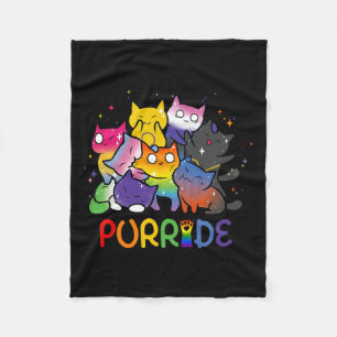 Purride Cat Pride Ally Lgbt Rainbow Animal Lovers  Fleece Blanket