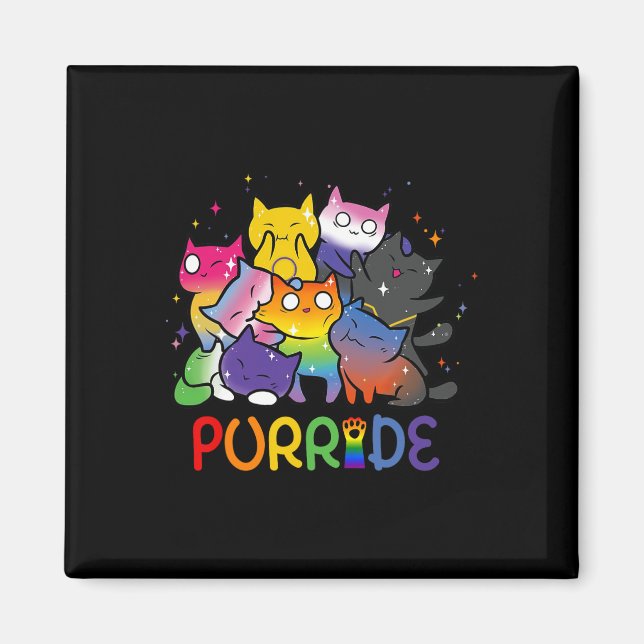 Purride Cat Pride Ally Lgbt Rainbow Animal Lovers  Magnet (Front)