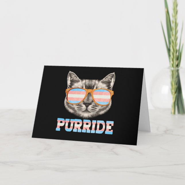 Purride Cat Pride LGBT Transgender Flag Trans Pet Card (Front)
