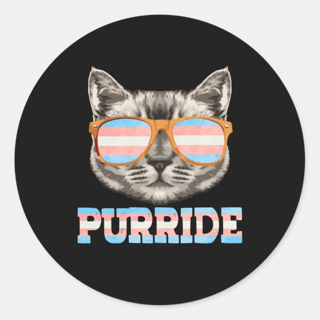 Purride Cat Pride LGBT Transgender Flag Trans Pet Classic Round Sticker (Front)