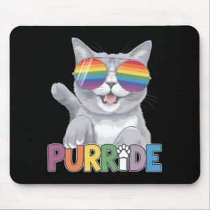 Purride Cat Sunglasses Gay Pride Rainbow LGBTQ Mouse Pad