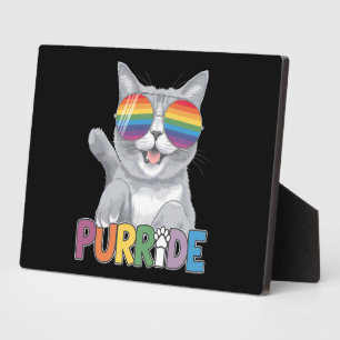 Purride Cat Sunglasses Gay Pride Rainbow LGBTQ Plaque