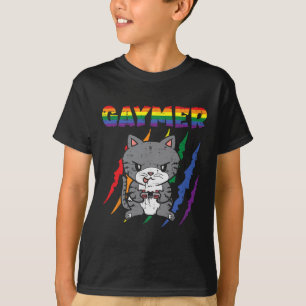 Purride Cat Video Game Gamer Lgbtq Rainbow Flag Ga T-Shirt