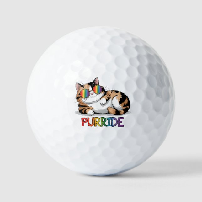 Purride - Cool Cat Pride | LGBTQ Golf Balls (Front)