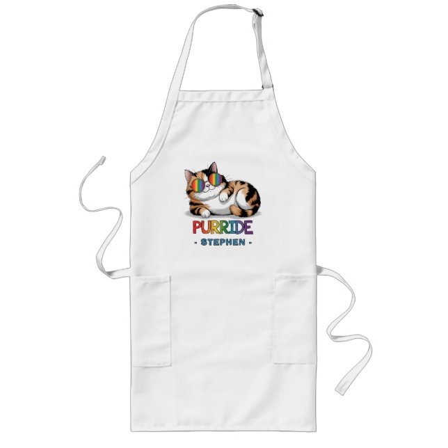Purride - Cool Cat Pride | LGBTQ Long Apron (Front)