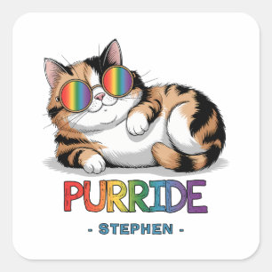 Purride - Cool Cat Pride   LGBTQ Square Sticker