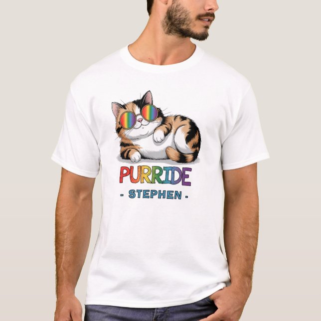 Purride - Cool Cat Pride | LGBTQ T-Shirt (Front)