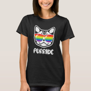 Purride Cool Cat With Lgbt Pride Colour Glasses T-Shirt