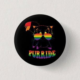 Purride   Cute Gay Cat   Lesbian   Rainbow 3 Cm Round Badge