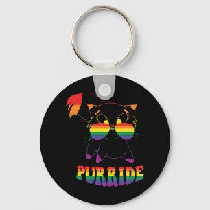 Purride   Cute Gay Cat   Lesbian   Rainbow Key Ring