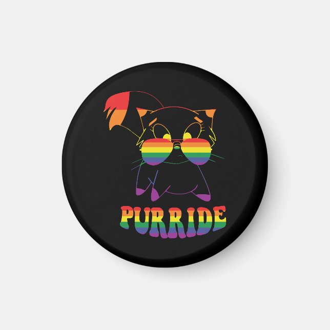 Purride | Cute Gay Cat | Lesbian | Rainbow Magnet (Front)