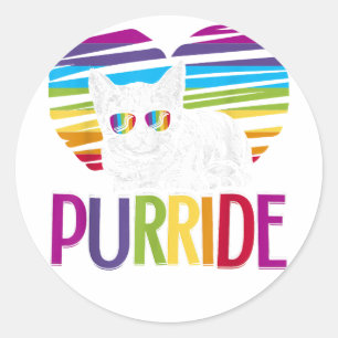 Purride LGBT Gay Pride Cat LGBTQ Pride Month 2019 Classic Round Sticker