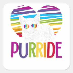 Purride LGBT Gay Pride Cat LGBTQ Pride Month 2019 Square Sticker