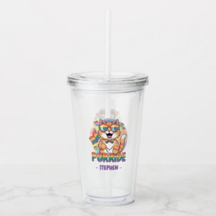 Purride – Orange Cat with Pride LGBTQ Flag Acrylic Tumbler