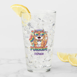 Purride – Orange Cat with Pride LGBTQ Flag Glass