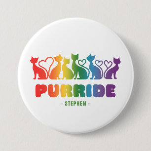 Purride – Rainbow Cat Silhouette LGBTQ+ Pride Pun 7.5 Cm Round Badge