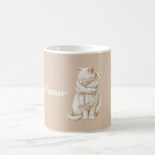 Purring Cream White Cat Coffee Mug