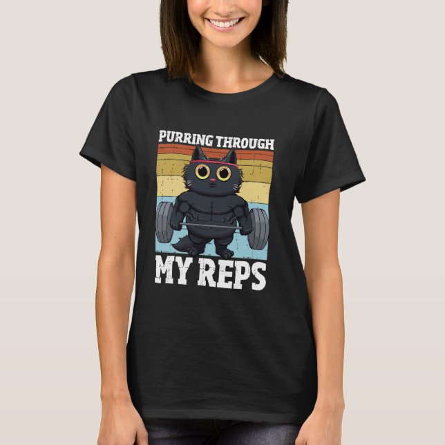 Purring through my Reps Kitten Gym Workout Cat Wei T-Shirt (Front)