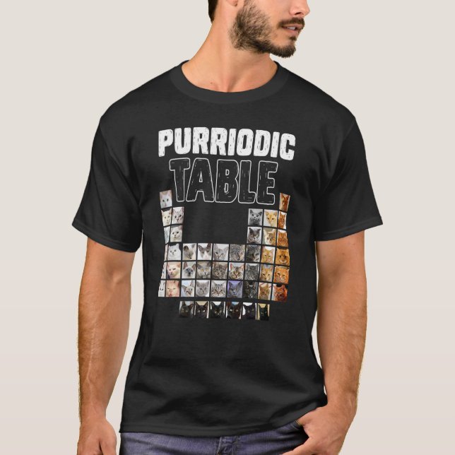 Purriodic Table Periodic Elements Cute Cat Chemist T-Shirt (Front)