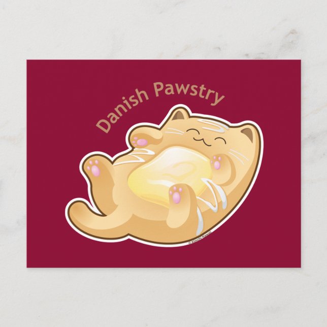 Purrista Pawfee: Cute Danish Pastry Cat Postcard (Front)