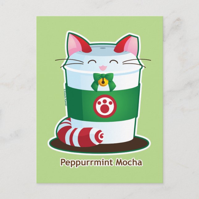 Purrista Pawfee - Cute Holiday Coffee Cat Postcard (Front)