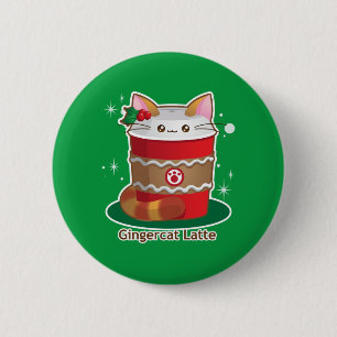 Purrista Pawfee: Cute Holiday Ginger Cat Coffee 6 Cm Round Badge
