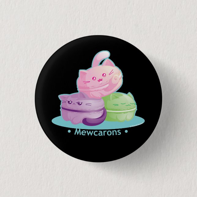 Purrista Pawfee: Cute Kitty Cat Macarons 3 Cm Round Badge (Front)