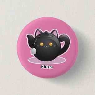 Purrista Pawfee: Kitty Tea Pot 3 Cm Round Badge
