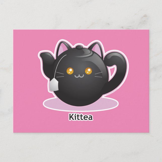 Purrista Pawfee: Kitty Tea Pot Postcard (Front)