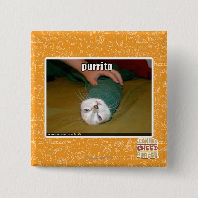 purrito 15 cm square badge (Front)