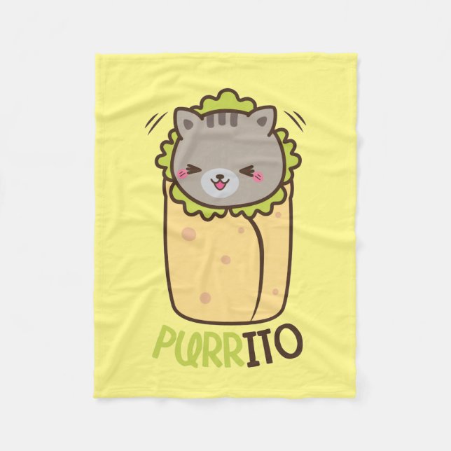 Purrito Kitty Burrito Fleece Blanket (Front)